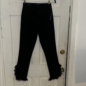 NWT Black Frayed J Brand Hem Women Slim Ankle Jeans, 24